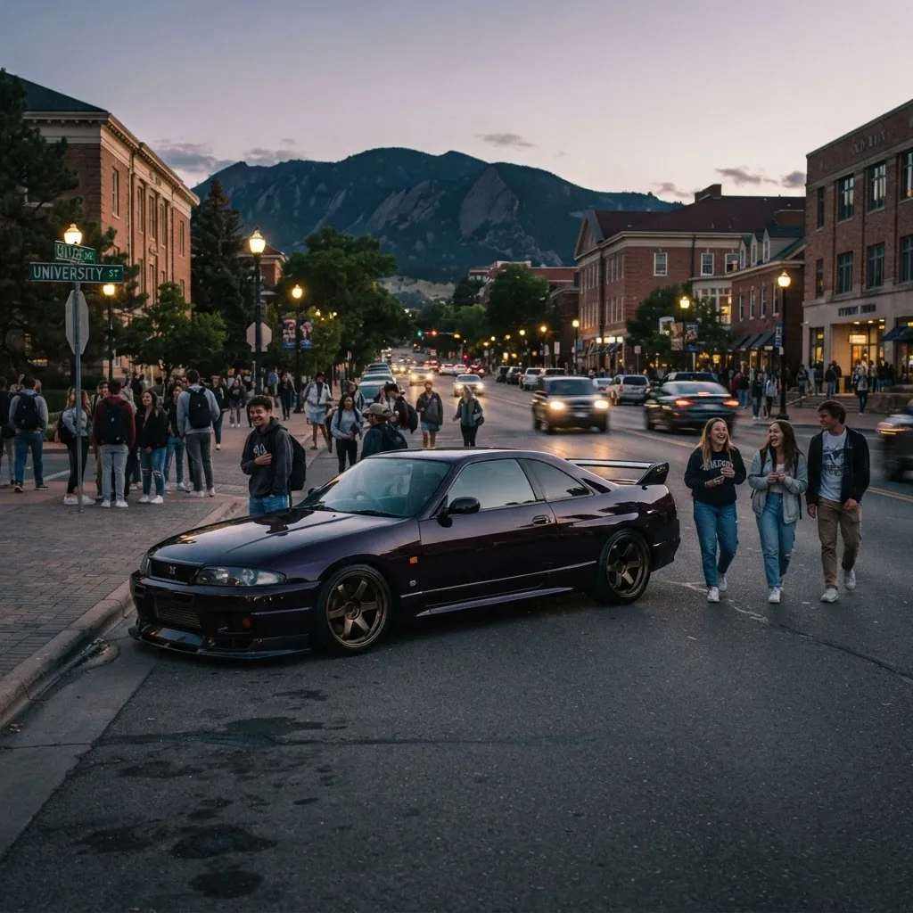 Provo car scene at golden hour